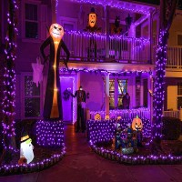 Vivideal 100 Led Halloween Lights Outdoor 33Ft Purple Halloweem String Lights Indoor Clear Wire 8 Modes Waterproof Plug In Purp