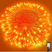 Vivideal 200 Led Halloween Lights Outdoor 66Ft Orange String Lights Indoor 8 Modes Clear Wire Plug In Waterproof Orange Christ