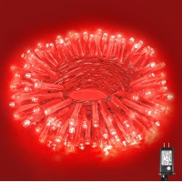 Vivideal 100 Led Red Halloween Lights 33Ft Halloween String Lights 8 Modes Clear Wire Connectable Waterproof Plug In Red Chris