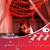 Vivideal 100 Led Red Halloween Lights 33Ft Halloween String Lights 8 Modes Clear Wire Connectable Waterproof Plug In Red Chris