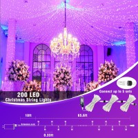 Vivideal 200 Led Halloween Lights Outdoor 66Ft Purple Halloweem String Lights Indoor Clear Wire 8 Modes Waterproof Plug In Purp