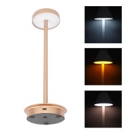 Upqrsg Portable Led Table Lamp, 3 Levels Brightness Dimmable, 2000Mah Cordless Battery Operated Metal Bedside Usb C Desk Light For Dinner Patio Restaurant Bedroom[Rose Gold]