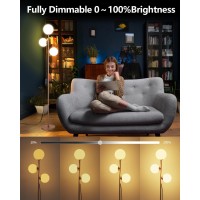 Hisummer Mid Century Modern Floor Lamp For Living Room Easy To Install 3 Globe Lights Tall Gold Floor Lamp With Glass Shades An