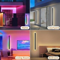 Lannlker Outdoor Rgb Long Wall Lights 394Inch 2 Pack Rgbwarmwhite Dimmable Modern Led Wall Lighting Ip65 Waterproof Long Wa