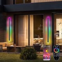 Lannlker Outdoor Rgb Long Wall Lights 394Inch 2 Pack Rgbwarmwhite Dimmable Modern Led Wall Lighting Ip65 Waterproof Long Wa