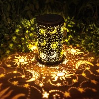 Bvgy Sun Moon Star Solar Lantern Outdoor Garden Decor Waterproof Hanging Solar Lights Metal Outdoor Decor Led Lantern With 1000M