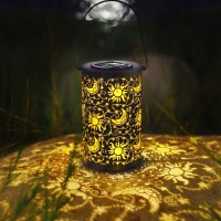 Bvgy Sun Moon Star Solar Lantern Outdoor Garden Decor Waterproof Hanging Solar Lights Metal Outdoor Decor Led Lantern With 1000M