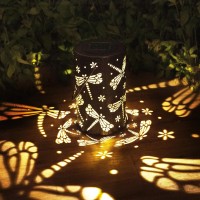 Bvgy Dragonfly Solar Lantern Outdoor Garden Decor Waterproof Hanging Solar Lights Metal Outdoor Decor Led Lantern With 1000Mah B