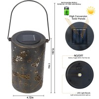 Bvgy Dragonfly Solar Lantern Outdoor Garden Decor Waterproof Hanging Solar Lights Metal Outdoor Decor Led Lantern With 1000Mah B