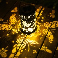 Bvgy Butterfly Solar Lantern Outdoor Garden Decor Waterproof Hanging Solar Lights Metal Outdoor Decor Led Lantern With 1000Mah B