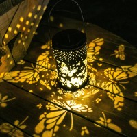 Bvgy Butterfly Solar Lantern Outdoor Garden Decor Waterproof Hanging Solar Lights Metal Outdoor Decor Led Lantern With 1000Mah B