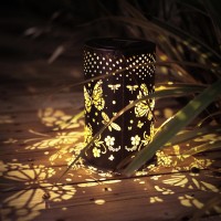 Bvgy Butterfly Solar Lantern Outdoor Garden Decor Waterproof Hanging Solar Lights Metal Outdoor Decor Led Lantern With 1000Mah B