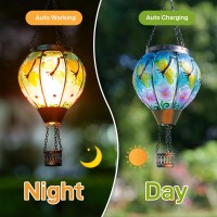 Dreamskip Dragonfly Solar Hot Air Balloon Lantern With Flame Glass Hot Air Balloon Solar Lantern Outdoor Waterproof Decorative