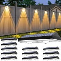 Solar Fence Lights Warm White Cold White Mixed Color 3 Modes Bright Lens Led Dusk To Dawn Deck Light Fence Solar Lights Ou