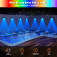 Solar Fence Lights Rgb Warm White 6 Colors Bright Lens Led Dusk To Dawn Deck Light Fence Solar Lights Outdoor Waterproof