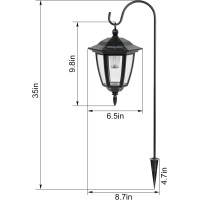 Vioview Hanging Solar Lights Outdoor 35 Inch Solar Lantern Lights With 6 Shepherd Hooks Waterproof Landscape Lighting For Gard