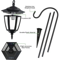 Vioview Hanging Solar Lights Outdoor 35 Inch Solar Lantern Lights With 6 Shepherd Hooks Waterproof Landscape Lighting For Gard