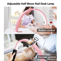 Yayusi Half Moon Light For Nail Desk With Phone Holder 29In 40W Nail Tech Light Nail Table Lamp With Wire Controller Remote