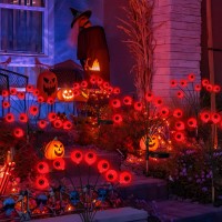 Knonew 2 Pack Solar Halloween Decorations Lights Outdoor16 Led Halloween Lights Solar Eyeball Lights 2 Modes Waterproof Hallowe