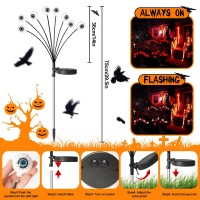 Knonew 2 Pack Solar Halloween Decorations Lights Outdoor16 Led Halloween Lights Solar Eyeball Lights 2 Modes Waterproof Hallowe