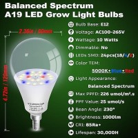 Grow Light Bulbs E12 Candelabra Small Screw Base For Indoor Plants Full Spectrum Grow Led Light Bulb 10W With Balanced Spectrum