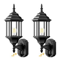 Redluck Motion Sensor Outdoor Porch Lights 2 Pack 16 Inch Dusk To Dawn Exterior Lighting Fixtures Antimosquito Waterproof Wa