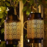 2 Pack Solar Lanterns Outdoor Waterproof Hanging Led Lantern Garden Decorative Metal Decorative Garden Lights Solar Outdoor L