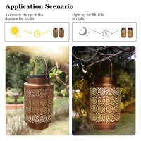 2 Pack Solar Lanterns Outdoor Waterproof Hanging Led Lantern Garden Decorative Metal Decorative Garden Lights Solar Outdoor L