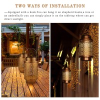 2 Pack Solar Lanterns Outdoor Waterproof Hanging Led Lantern Garden Decorative Metal Decorative Garden Lights Solar Outdoor L