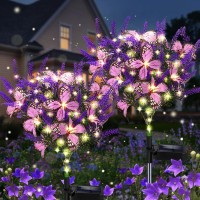 Solar Garden Lights Outdoor 2 Pack Purple Lavender Solar Butterfly Lights Gardening Gifts For Women Purple Solar Artificial Fl