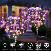 Solar Garden Lights Outdoor 2 Pack Purple Lavender Solar Butterfly Lights Gardening Gifts For Women Purple Solar Artificial Fl