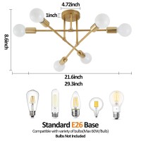 Modern Sputnik Chandelier Ceiling Light Fixture 6Light Chandelier Light Fixture With E26 Base Semi Flush Mount Ceiling Light