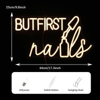 But First Nails Neon Sign Dimmable Led Nails Neon Light For Wall Decor 173 98 Inch Nails Light Up Sign Powered By Usb Warm W