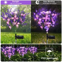 Solar Garden Lights Outdoor 2 Pack Purple Lavender Solar Butterfly Lights Gardening Gifts For Women Purple Solar Artificial Fl