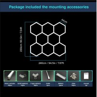 Cezelux Hexagon Led Garage Light 8 Honeycomb 35Packs Tubes 6500K 280W 24X23M Hex Ceiling Light For Gym Basement Warehouse Aut