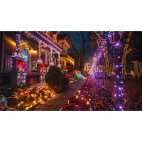 2Pk 144Ft 400Led Purple And Orange Solar Halloween Lights Waterproof 8 Modes Solar Outdoor Solar Tree Lights Solar String Ligh