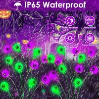 6Pack Purple And Green Solar Eyeball Halloween Lights Outdoor Solar Garden Lights Outdoor Waterproof Solar Firefly Lights Swa