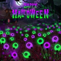 6Pack Purple And Green Solar Eyeball Halloween Lights Outdoor Solar Garden Lights Outdoor Waterproof Solar Firefly Lights Swa