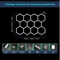 Cezelux Hexagon Led Lights Garage Light 11 Honeycomb 46Packs Tubes 6500K 368W 32X23M Hexagon Ceiling Light For Gym Basement W