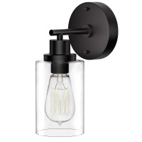 Buthy Black Wall Sconce Light Modern Wall Sconces Indoor Led Wall Light Fixtures With E26 Base And Clear Glass Shade Sconces