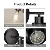 Buthy Black Wall Sconce Light Modern Wall Sconces Indoor Led Wall Light Fixtures With E26 Base And Clear Glass Shade Sconces