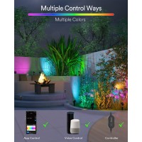 Ligency Smart Spot Lights Outdoor Waterproof Low Voltage Landscape Lights Work With Alexa App Control Music Sync Rgbw Color