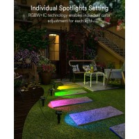 Ligency Smart Spot Lights Outdoor Waterproof Low Voltage Landscape Lights Work With Alexa App Control Music Sync Rgbw Color