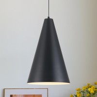 Dijiahua Black Large Pendant Lights Kitchen Island 114 Dia X 171H Oversized 1Light Chandeliers With Cone Metal Shade Farm