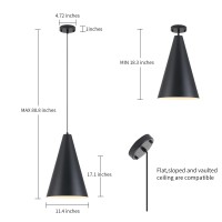 Dijiahua Black Large Pendant Lights Kitchen Island 114 Dia X 171H Oversized 1Light Chandeliers With Cone Metal Shade Farm