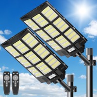 Voojoy 5000W Solar Street Lights Outdoor 600000Lm Ip66 Waterproof Solar Security Flood Lights Commercial Led Parking Lot Lights