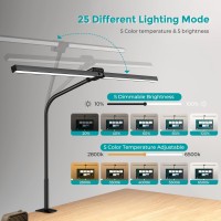 Qsky Led Desk Lamp For Office Home Eye Caring Architect Desk Light With Clamp Double Head 24W Ultra Bright Table Lamp With Rem