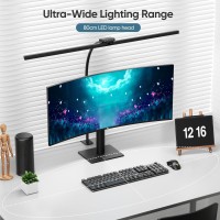 Qsky Led Desk Lamp For Office Home Eye Caring Architect Desk Light With Clamp Double Head 24W Ultra Bright Table Lamp With Rem