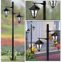 Taylor & Brown 1.4M Twin Head Solar Hanging Lamp/Post Lights, Outdoor Solar Powered Vintage Street Lights Waterproof Decorative Lamp For Garden, Lawn, Pathway, Driveway, Front/Back Door