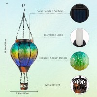 Vewolight Hot Air Balloon Solar Lantern Hanging Solar Lantern With Flickering Flame Decorative Solar Lanterns Outdoor Waterpro